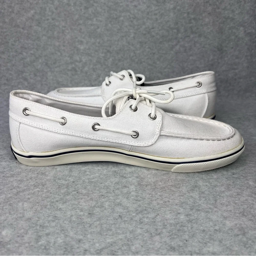 U.S. Polo Association Starboard Canvas Boat Shoe Sneaker Mens 9 White Preppy NWT